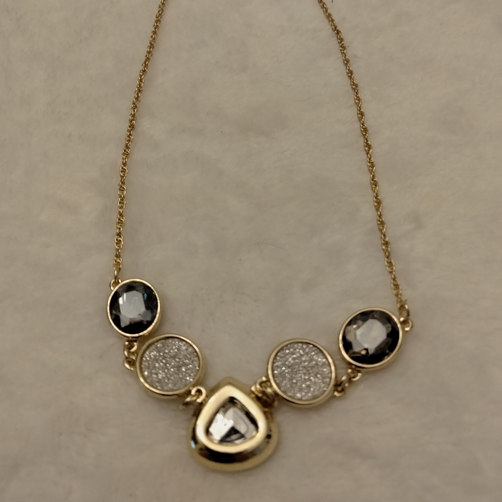 Monet gold and crystal necklace.
